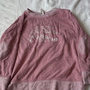 Kids MT Bear Graphic Pullover Sweatshirt - Dusty Rose